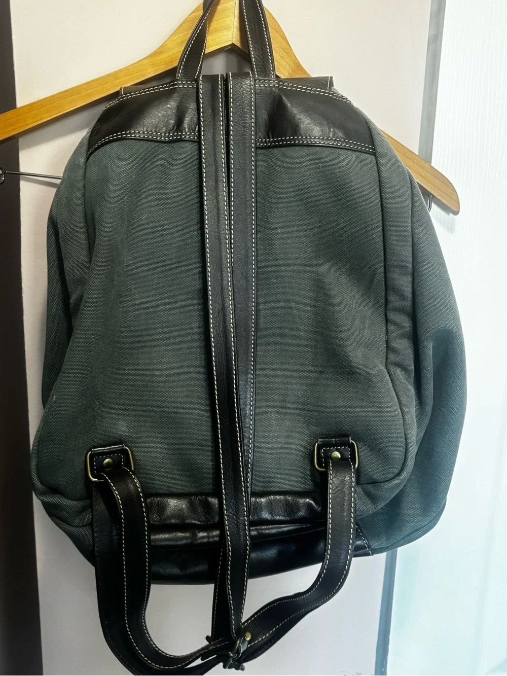 Men's Black Canvas & Leather Backpack - Stylish Everyday Bag